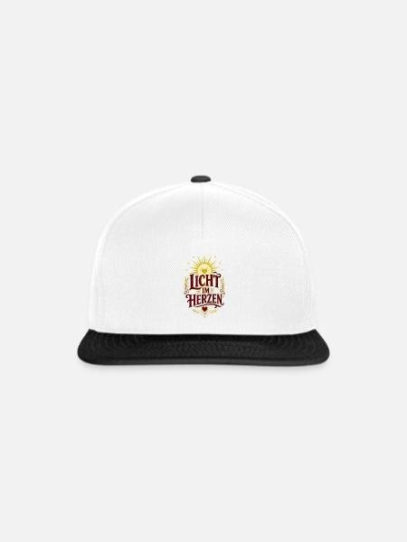 Licht im Herzen – Positiver Spruch - Snapback Cap - Weiß/Schwarz