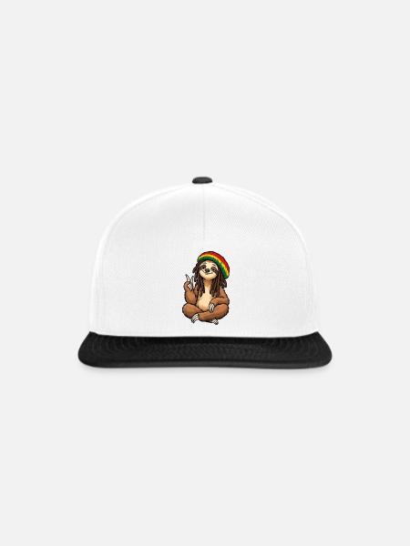 Cooles Rastafari Faultier - Snapback Cap - Weiß/Schwarz