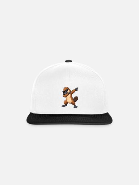 Dabbing Schnabeltier im Comic Stil - Snapback Cap - Weiß/Schwarz