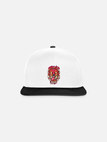 Stay Wild Tiger Neon Kopf - Snapback Cap - Weiß/Schwarz