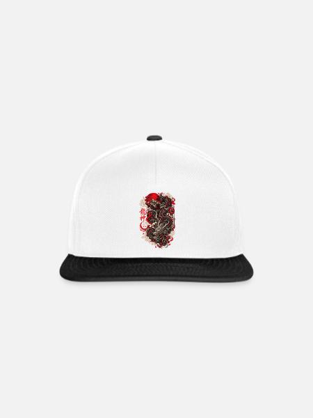 Roter Monddrachen Zenpanorama - Snapback Cap - Weiß/Schwarz