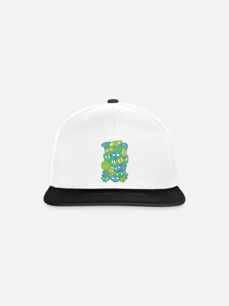 Skulls (Greens) - Snapback Cap - Weiß/Schwarz
