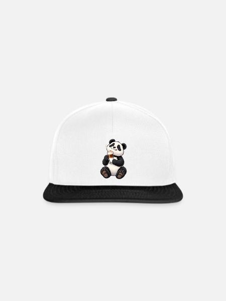 Süßer Panda mit Latte Macchiato - Snapback Cap - Weiß/Schwarz