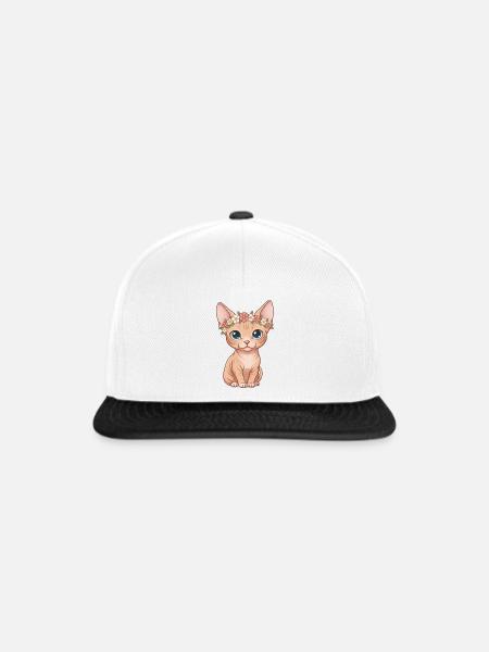Sphynx Katze - Snapback Cap - Weiß/Schwarz