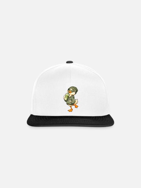 Süße Ente mit Matcha Latte - Snapback Cap - Weiß/Schwarz