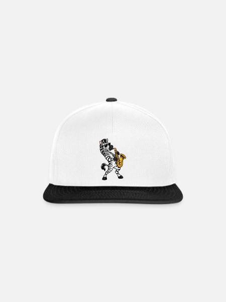 Zebra mit Saxophon - Snapback Cap - Weiß/Schwarz