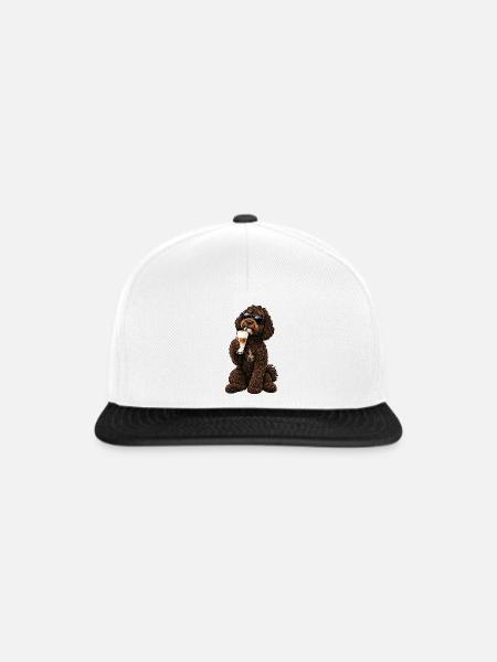 Barbet mit Latte Macchiato - Snapback Cap - Weiß/Schwarz
