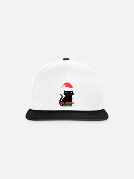 Weihnachtskatzen-Weihnachtsmütze – Stummer Beobachter-Humor - Snapback Cap - Weiß/Schwarz