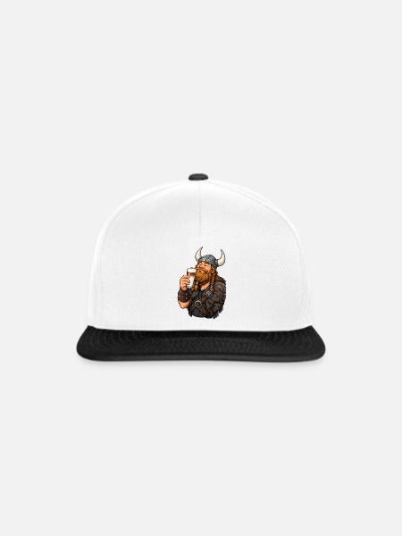 Wikinger mit Latte Macchiato - Snapback Cap - Weiß/Schwarz