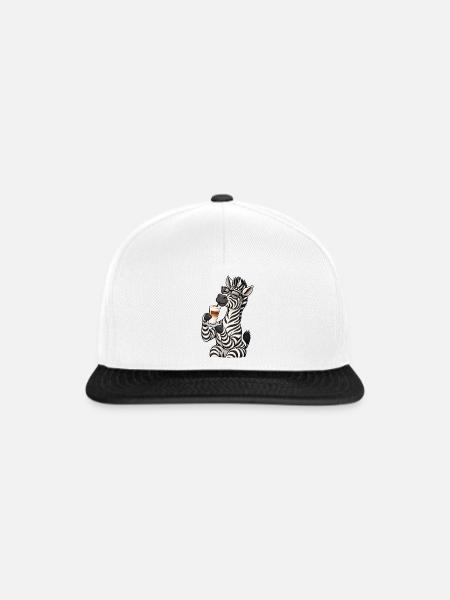 Zebra mit Latte Macchiato - Snapback Cap - Weiß/Schwarz