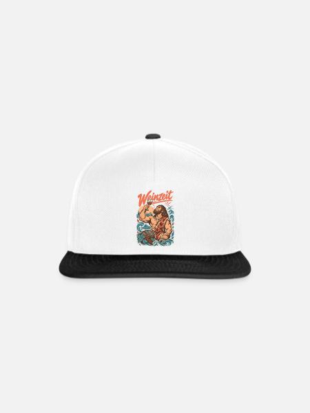 Weinzeit Rotwein Weinkenner Weinprobe - Snapback Cap - Weiß/Schwarz