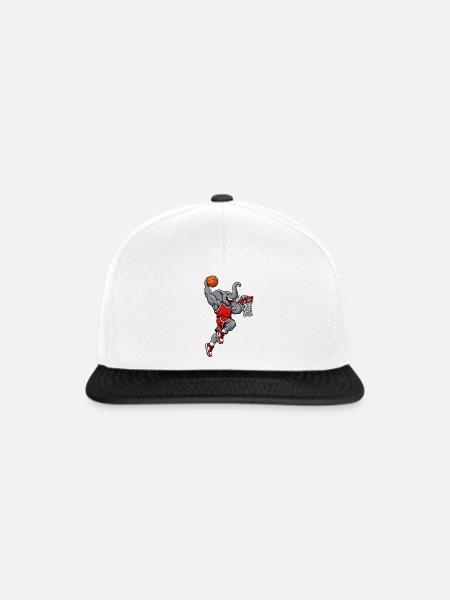 Elefant beim Basketball - Snapback Cap - Weiß/Schwarz