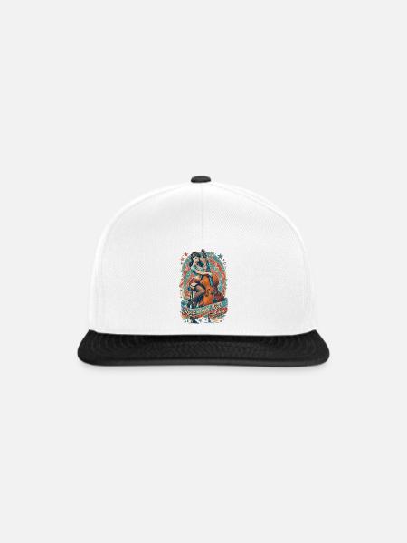 Rockabilly Pin-Up Girl mit Kontrabass - Snapback Cap - Weiß/Schwarz