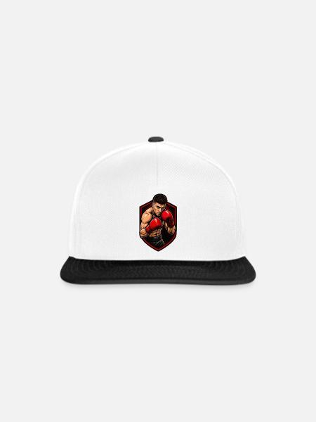 Boxer mit roten Handschuhen Schild - Snapback Cap - Weiß/Schwarz