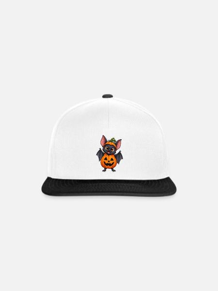 Kürbisbat, Fledermaus im Halloween Kostüm - Snapback Cap - Weiß/Schwarz