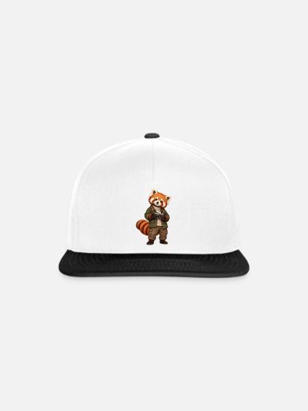 Red Panda Fotograf mit Kamera - Snapback Cap - Weiß/Schwarz