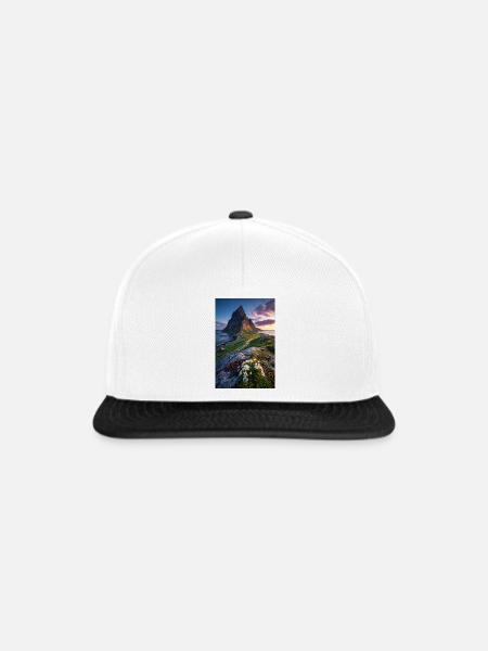 Coastal Peak mit Wildblumen - Snapback Cap - Weiß/Schwarz