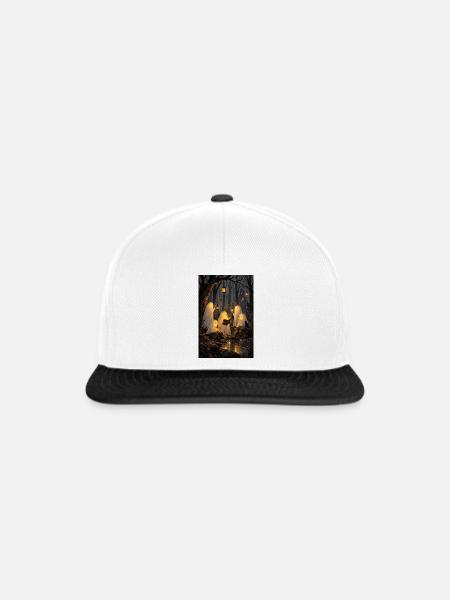 Laternengeister lesen im Mitternachtswald - Snapback Cap - Weiß/Schwarz