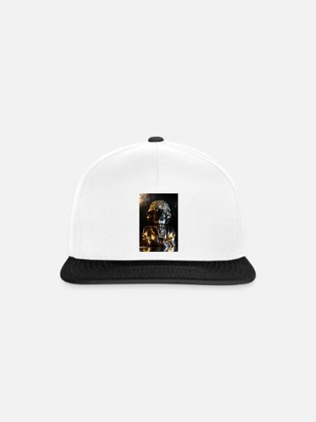Goldene Cherub-Büste mit Felsgeste - Snapback Cap - Weiß/Schwarz