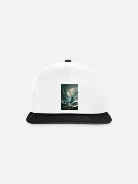 Galleone in der Sturmwelle - Snapback Cap - Weiß/Schwarz