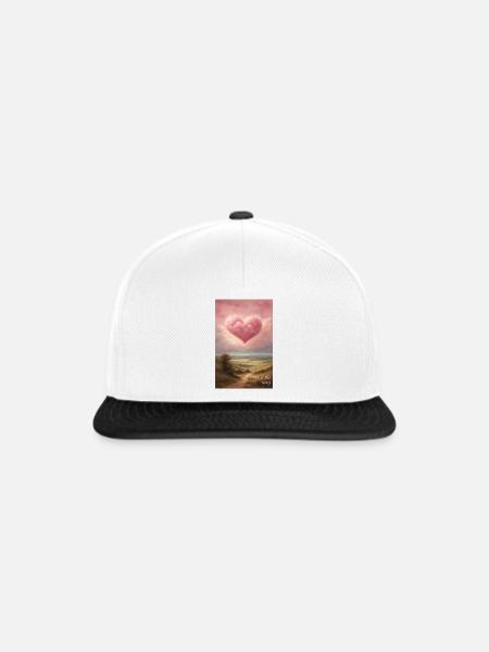 Herzwolke am Abend - Snapback Cap - Weiß/Schwarz