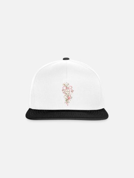 Blütenkreuz mit Rosa Band - Snapback Cap - Weiß/Schwarz