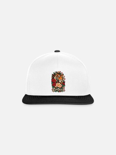 ZenTiger Florale Kraft - Snapback Cap - Weiß/Schwarz