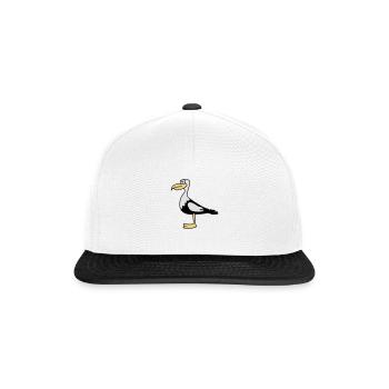 Möwe niedlich süße Tiermotive - Snapback Cap - Weiß/Schwarz - Vorne