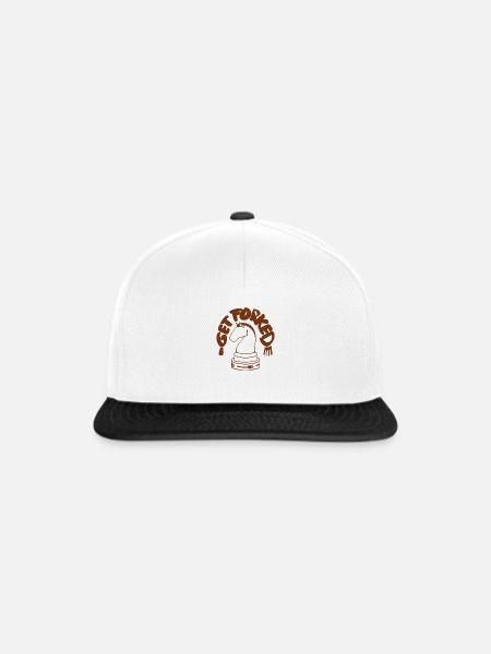 Schach - Springergabel - Get forked - Snapback Cap - Weiß/Schwarz