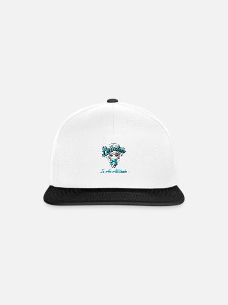 "Perfektion ist eine Einstellung" - Snapback Cap - Weiß/Schwarz