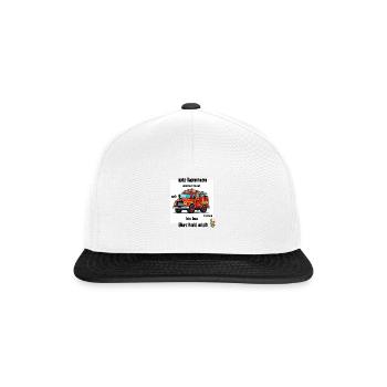 Lustiges Feuerwehr T-Shirt - Snapback Cap - Weiß/Schwarz - Vorne