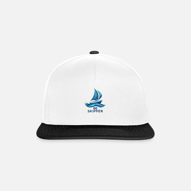 Skipper 60 Geburtstag Boot Segelboot Segeln - Snapback Cap - Weiß/Schwarz