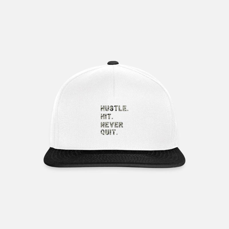 Huste. Hit. Never Quit. - Snapback Cap - Weiß/Schwarz