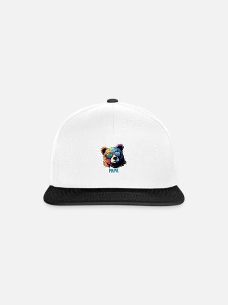 Papa Dad Baer Vater Bär - Snapback Cap - Weiß/Schwarz