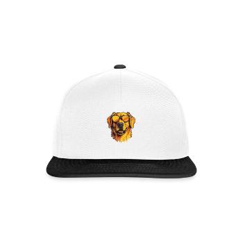 Golden Retriever mit Sonnenbrille - Snapback Cap - Weiß/Schwarz - Vorne