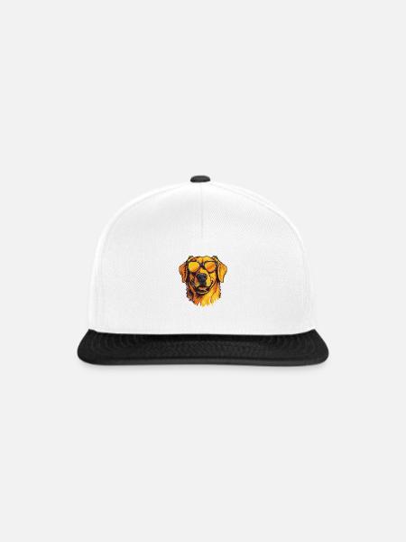 Golden Retriever mit Sonnenbrille - Snapback Cap - Weiß/Schwarz