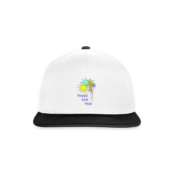 Feierlicher Neujahrs-Feuerwerk mit Text - Snapback Cap - Weiß/Schwarz - Vorne
