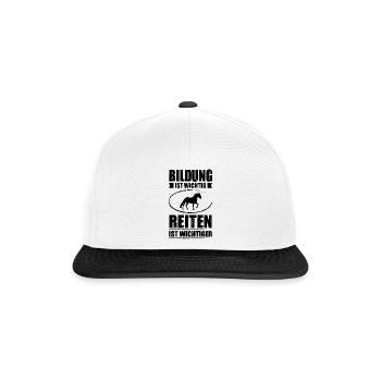 BILDUNG IST WICHTIG REIITEN IST WICHTIGER - - Snapback Cap - Weiß/Schwarz - Vorne