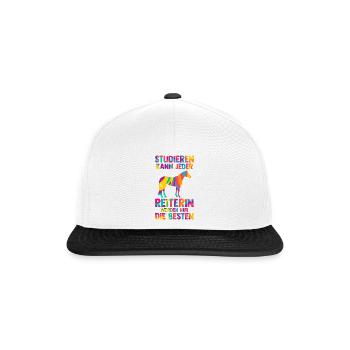 Reiterin Pferd Pferdeliebe Geschenk - Snapback Cap - Weiß/Schwarz - Vorne