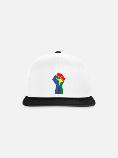 Die erhobene Faust (Regenbogenfarben) - Snapback Cap - Weiß/Schwarz