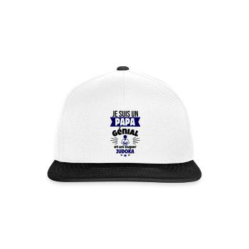 Papa génial & judoka – idée fête des pères - Casquette snapback - blanc/noir - Devant