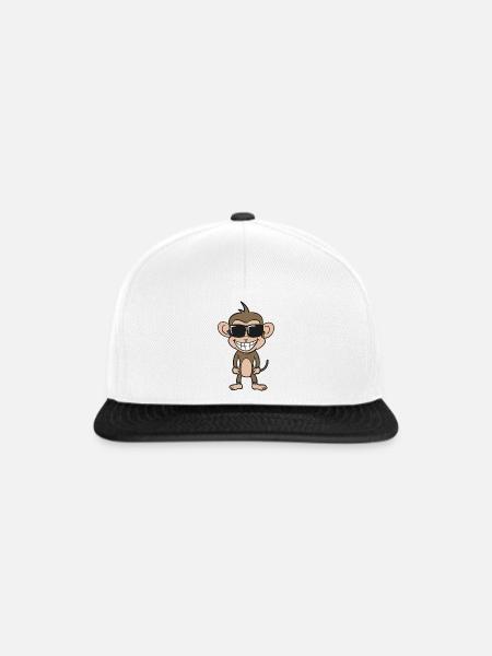 Cooler Affe mit Sonnenbrille - Snapback Cap - Weiß/Schwarz