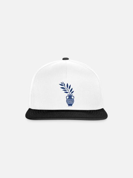 Blauer Antiker Vasenzweig - Snapback Cap - Weiß/Schwarz