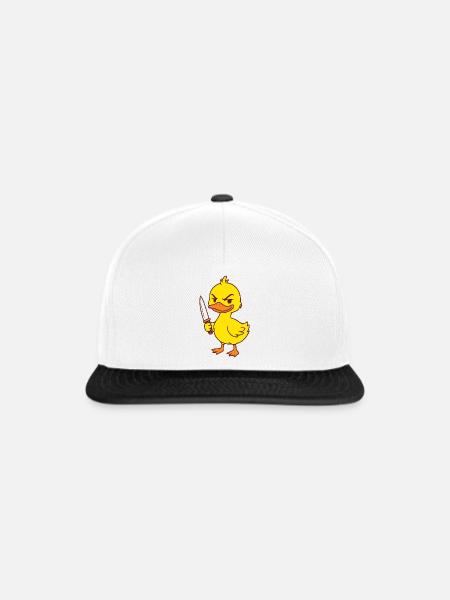 Baby Ente mit Messer - Snapback Cap - Weiß/Schwarz
