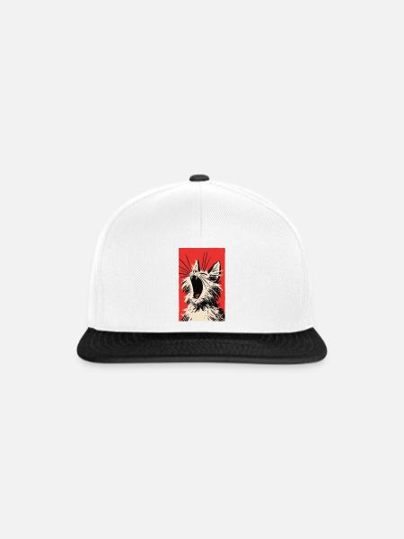 müdes Kätzchen - Snapback Cap - Weiß/Schwarz