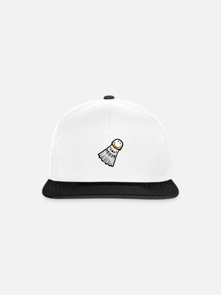 Smiley Badminton - Snapback Cap - Weiß/Schwarz