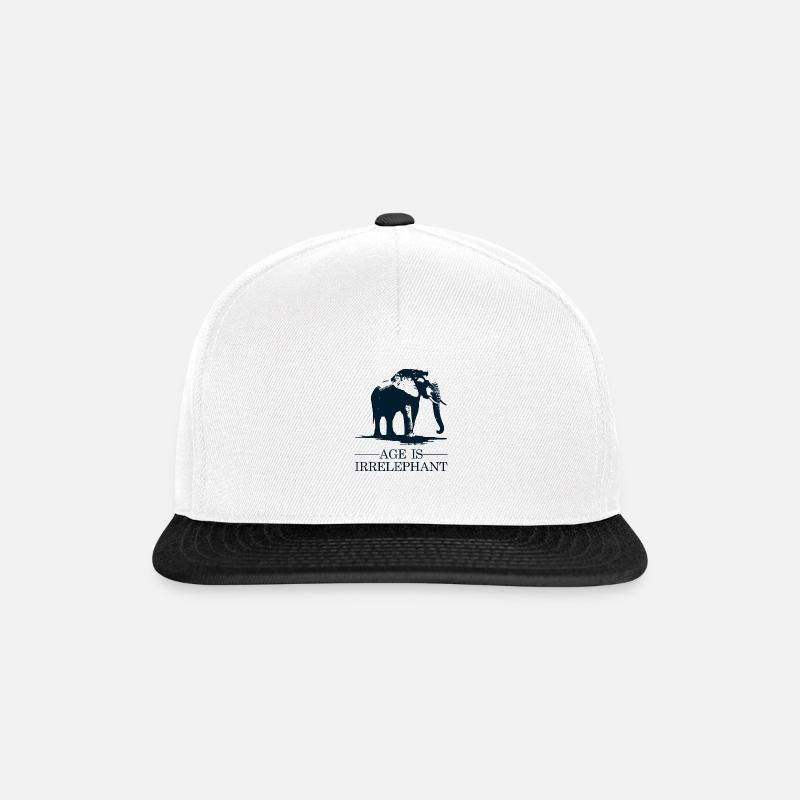 Geburtstagsgeschenk Elefant Age is Irrelephant - Snapback Cap - Weiß/Schwarz
