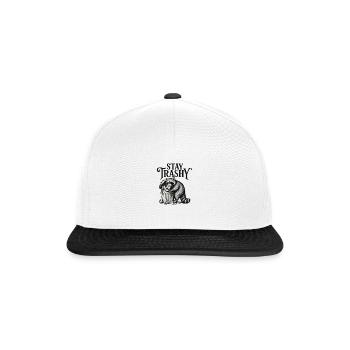 Stay Trash Racoon - Snapback Cap - white/black - Front