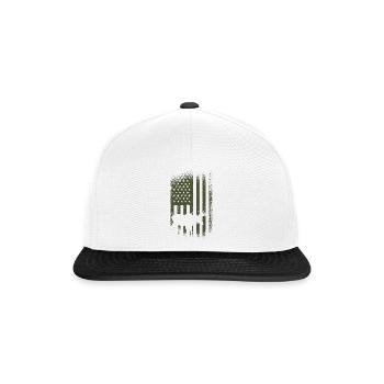 Elk Camo Us Flag Moose - Snapback Cap - white/black - Front