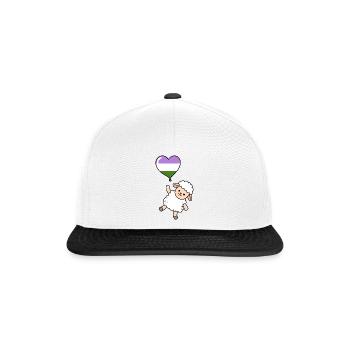 Sheep Heart Balloon Genderqueer Pride - Snapback Cap - white/black - Front